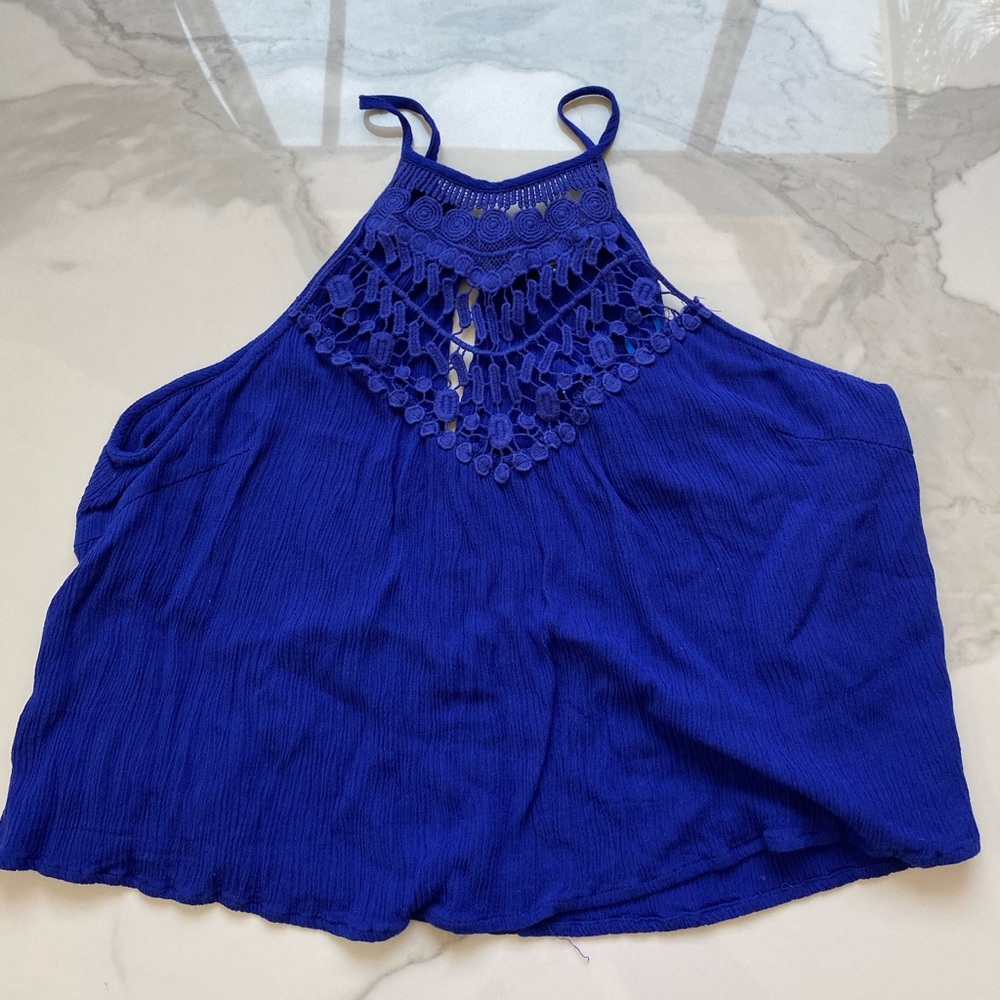 LA HEARTS blue halter top